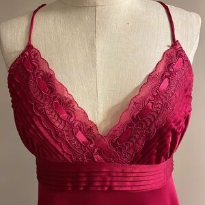 Lily of France Rosa Puleo-Szule Vintage satin lace night gown long fuchsia S